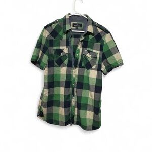 Buffalo David Bitton Green and Navy Checkered Shirt